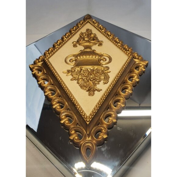 Vintage Homco Wall Vase Gold Diamond Shaped Art Plaques #7225 - Picture 3 of 7
